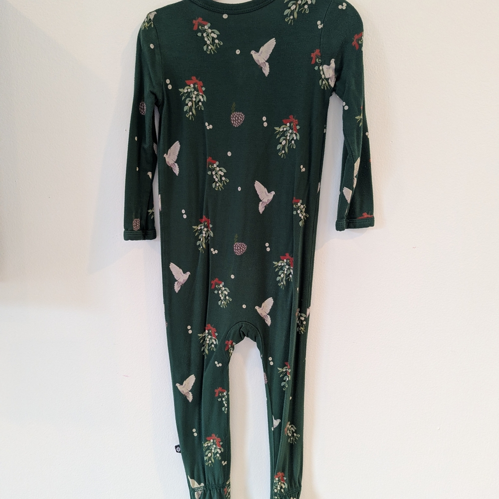 Kyte BABY Dark Green Floral Kids Footie - Picture 2 of 2